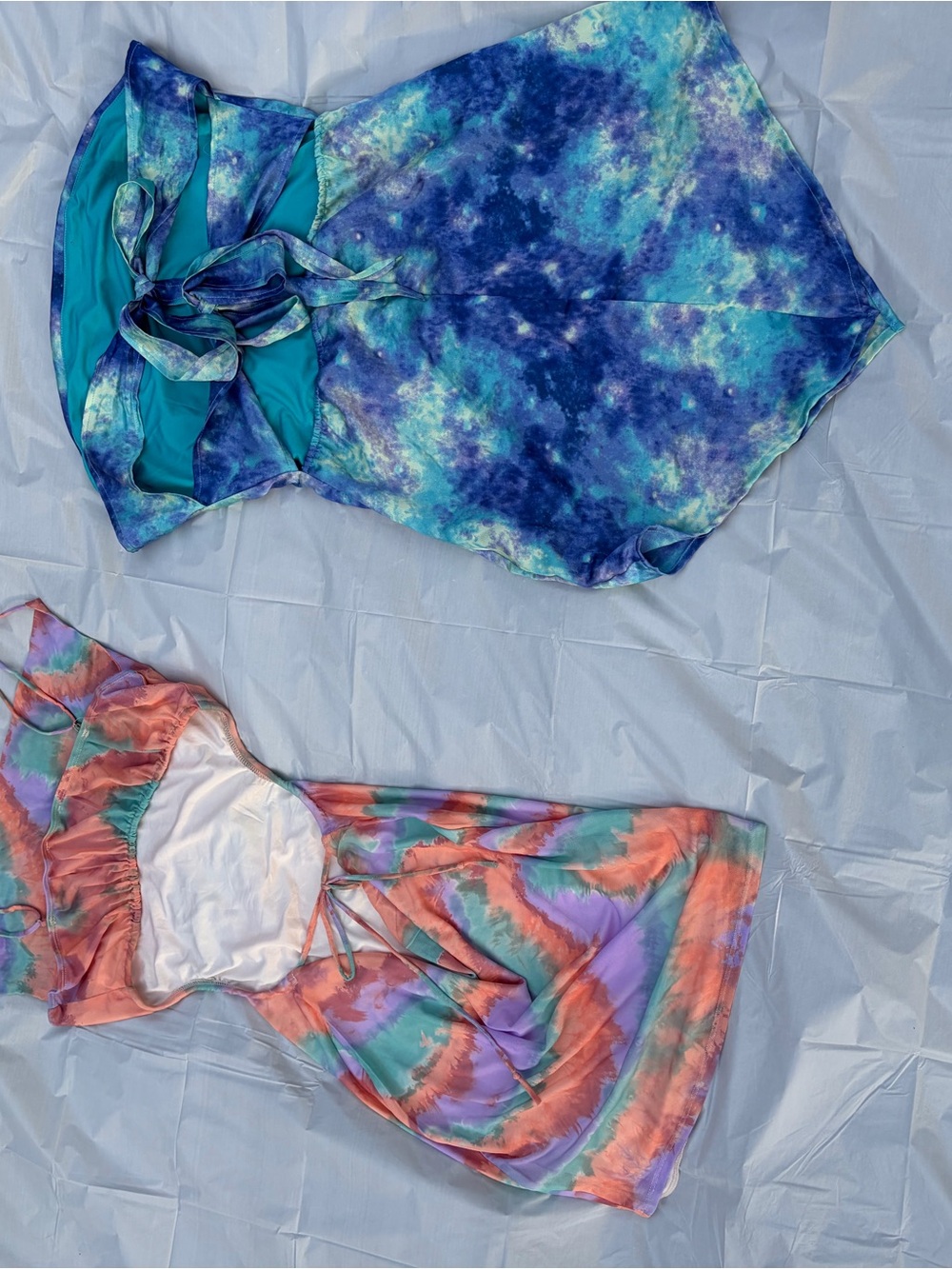 Fashion Nova Blue Teal Tie-Dye Mini Dress